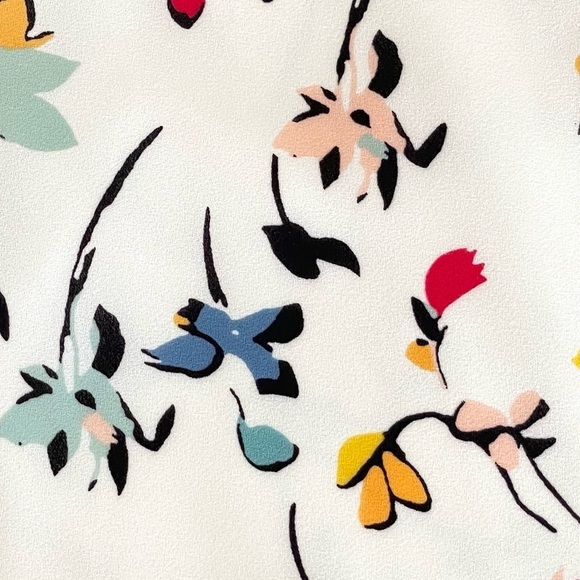 Madewell Tie Front Mini Dress Drifting Flowers Tossed Floral Antique Cream 12 - Picture 13 of 16